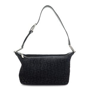 Celine C Macadam Suede Shoulder Bag Black